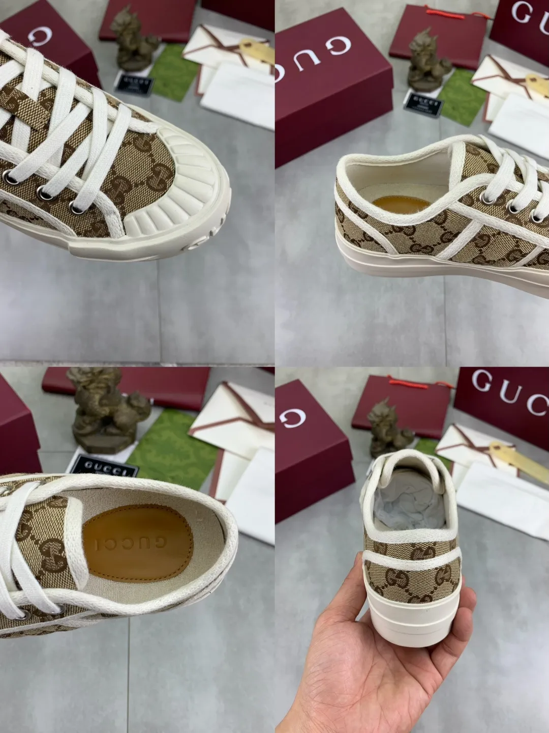 Men's shoes 💰P480 New Gucci thick-soled cloth shoes for women, high-quality version with logo patterned cloth surface, 5mm thick sole, ultra-light shoes, versatile and comfortable.  Fabric: Versatile floral fabric Lining: Versatile canvas Feet: Towel fabric Code number: 35-41 (41 customized) Packaging: Original packaging